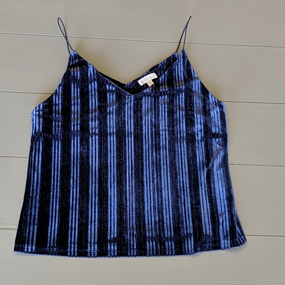NWOT Leith Navy Blue Ribbed Stripe Tank Size Small S
